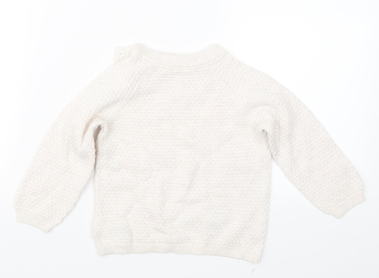 H&M Girls White  Knit Pullover Jumper Size 12-18 Months