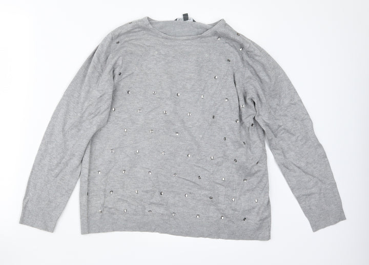 Bonmarché Womens Grey  Knit Pullover Jumper Size 16