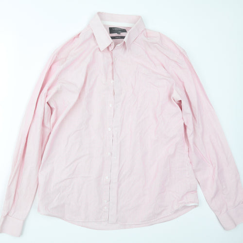Limited Collection Mens Pink Striped   Button-Up Size 17.5