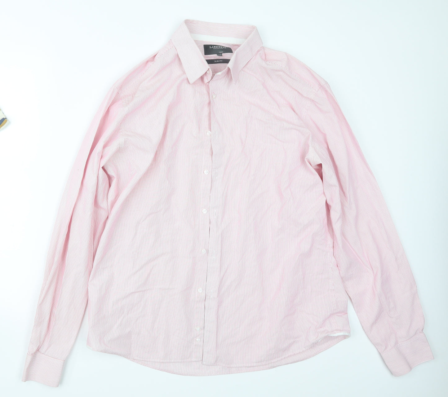 Limited Collection Mens Pink Striped   Button-Up Size 17.5