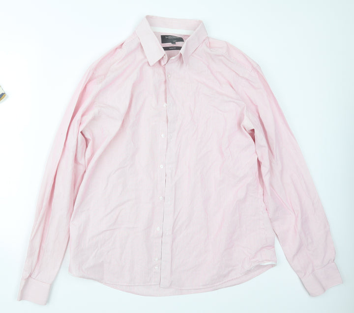 Limited Collection Mens Pink Striped   Button-Up Size 17.5