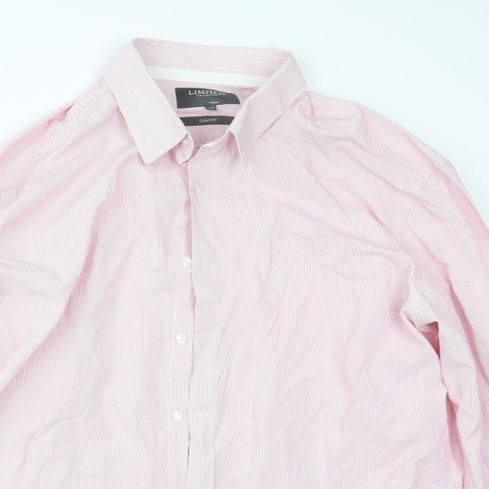 Limited Collection Mens Pink Striped   Button-Up Size 17.5