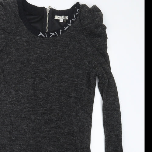 Vegas Womens Black  Knit Pullover Jumper Size S