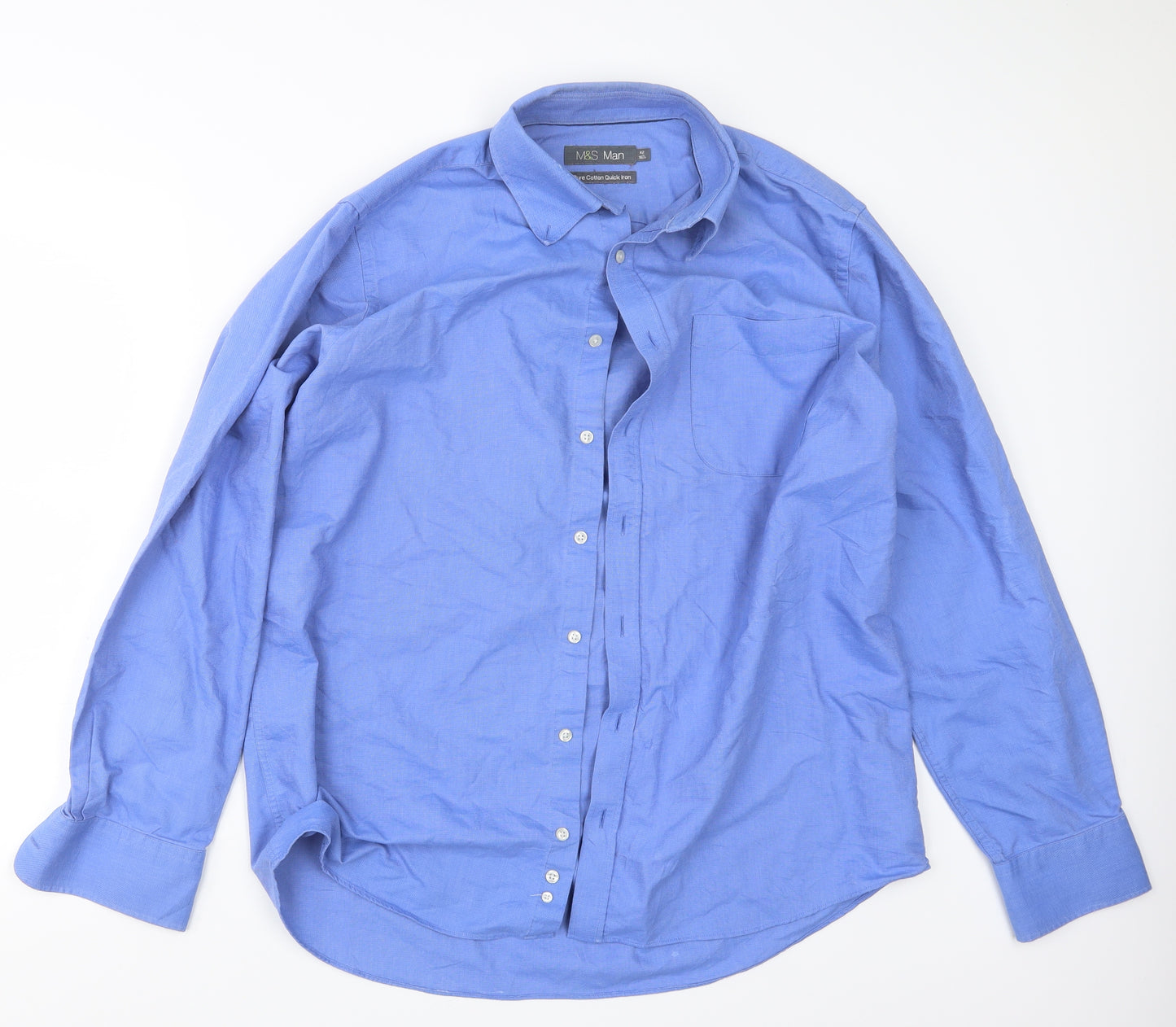 Marks and Spencer Mens Blue    Button-Up Size 16.5