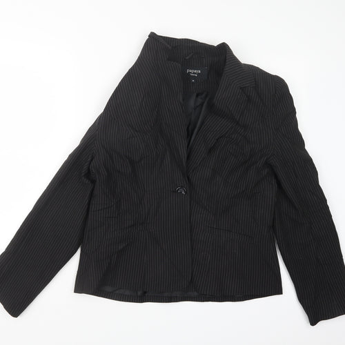 Papaya Womens Black Striped  Jacket Blazer Size 16