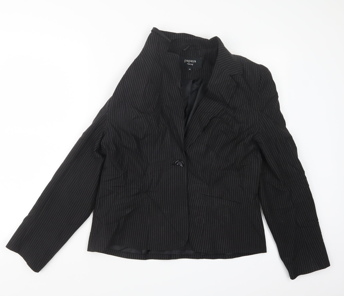Papaya Womens Black Striped  Jacket Blazer Size 16