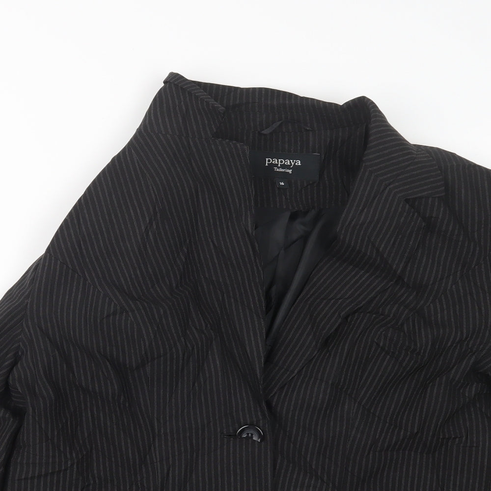 Papaya Womens Black Striped  Jacket Blazer Size 16
