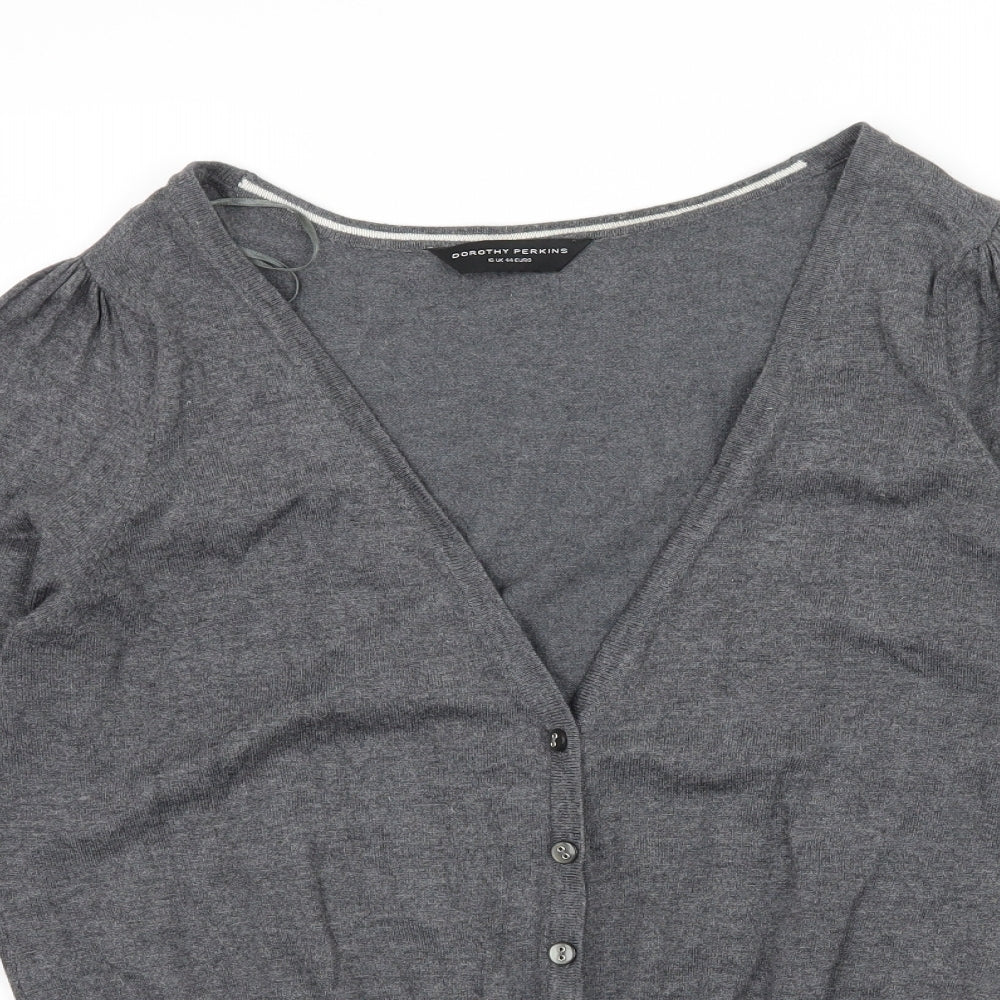 Dorothy Perkins Womens Grey  Knit Cardigan Jumper Size 16