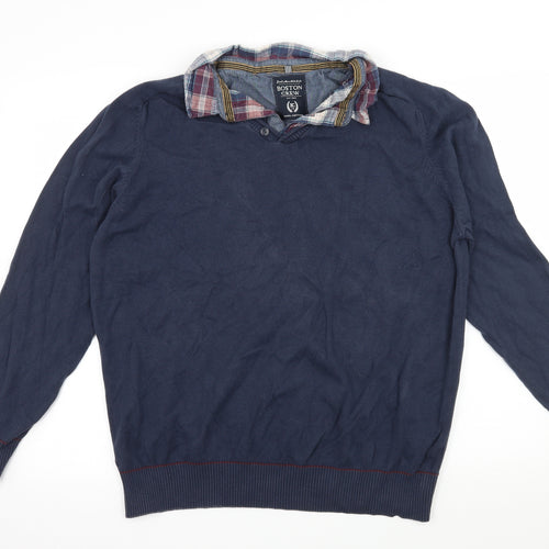 Boston Crew Mens Blue  Knit Pullover Jumper Size XL