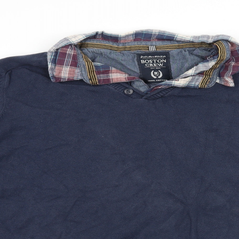 Boston Crew Mens Blue  Knit Pullover Jumper Size XL