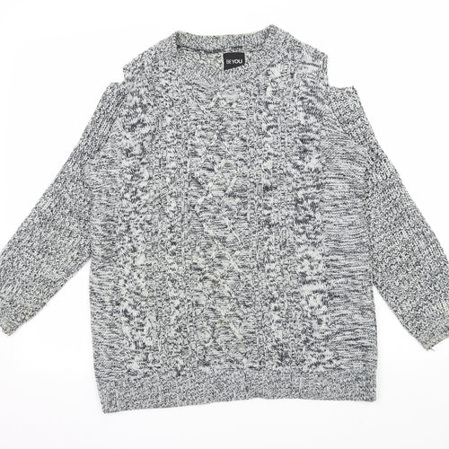 BeYou Womens Grey  Knit Pullover Jumper Size 12  - Cut Out Shoulder
