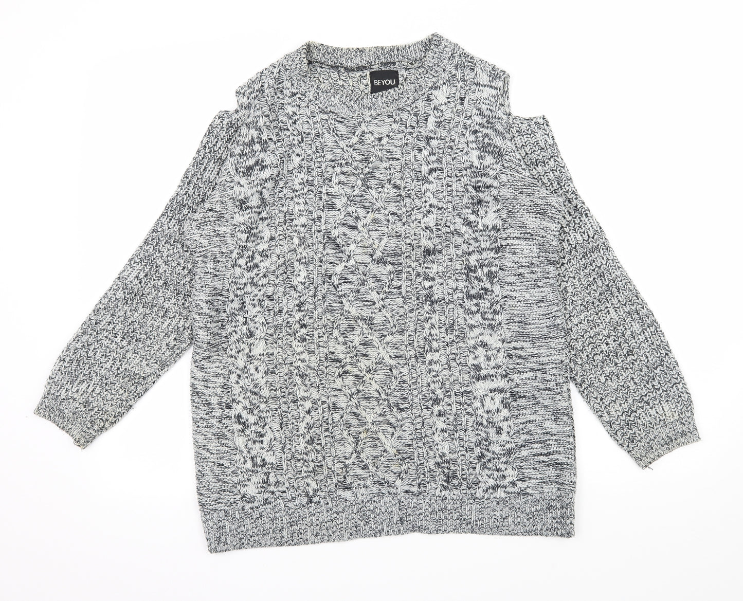 BeYou Womens Grey  Knit Pullover Jumper Size 12  - Cut Out Shoulder