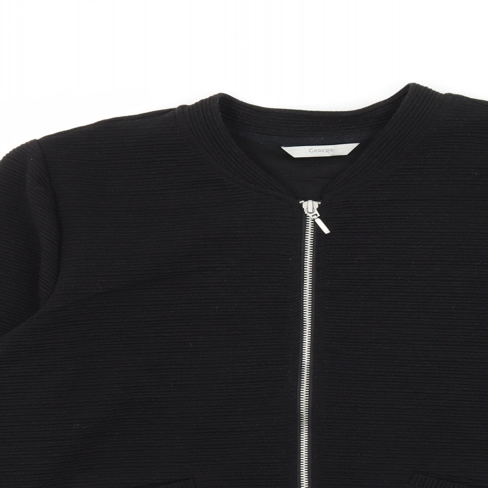 George Womens Black  Jersey Bomber Jacket Jacket Size 16