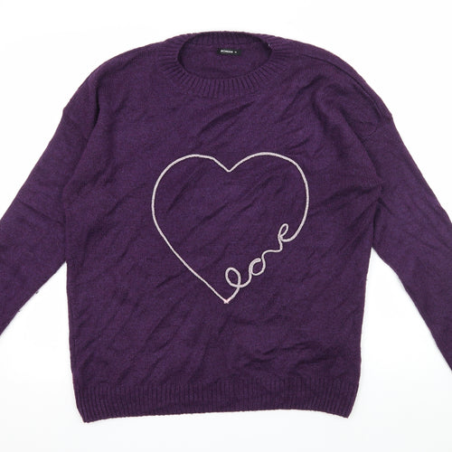 Roman Womens Purple  Knit Pullover Jumper Size 10