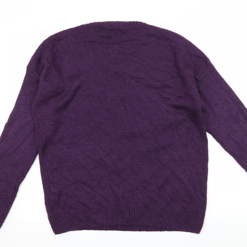 Roman Womens Purple  Knit Pullover Jumper Size 10