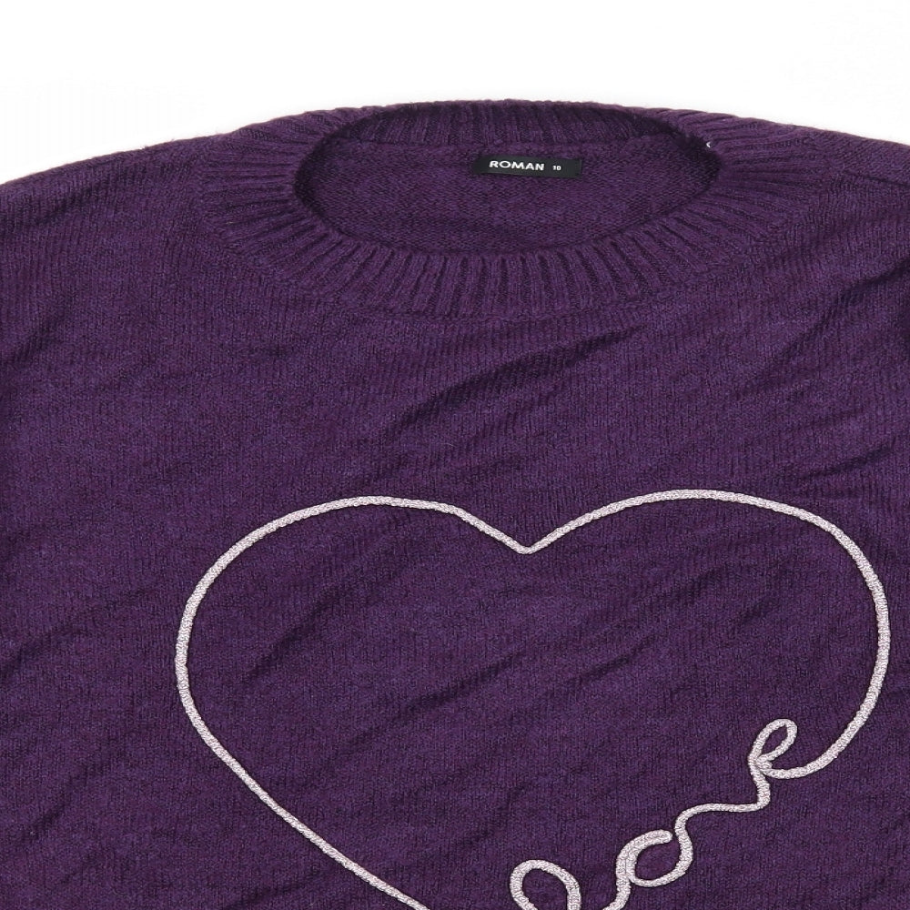 Roman Womens Purple  Knit Pullover Jumper Size 10