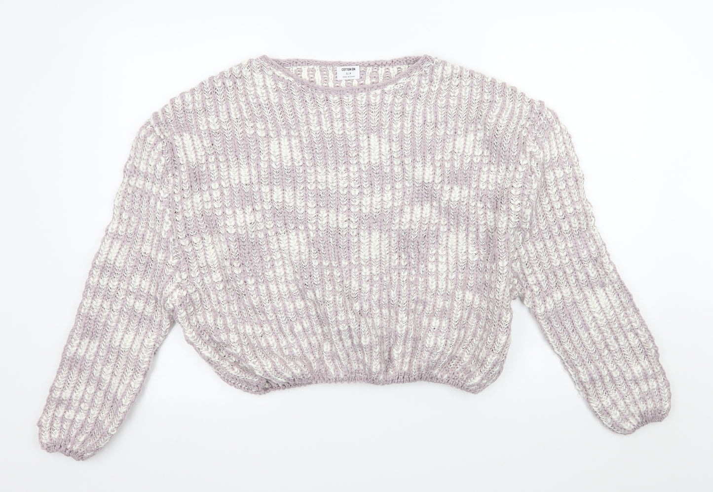 Cotton On Womens Purple Striped Knit Pullover Jumper Size S