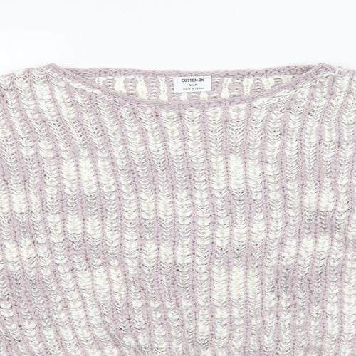 Cotton On Womens Purple Striped Knit Pullover Jumper Size S