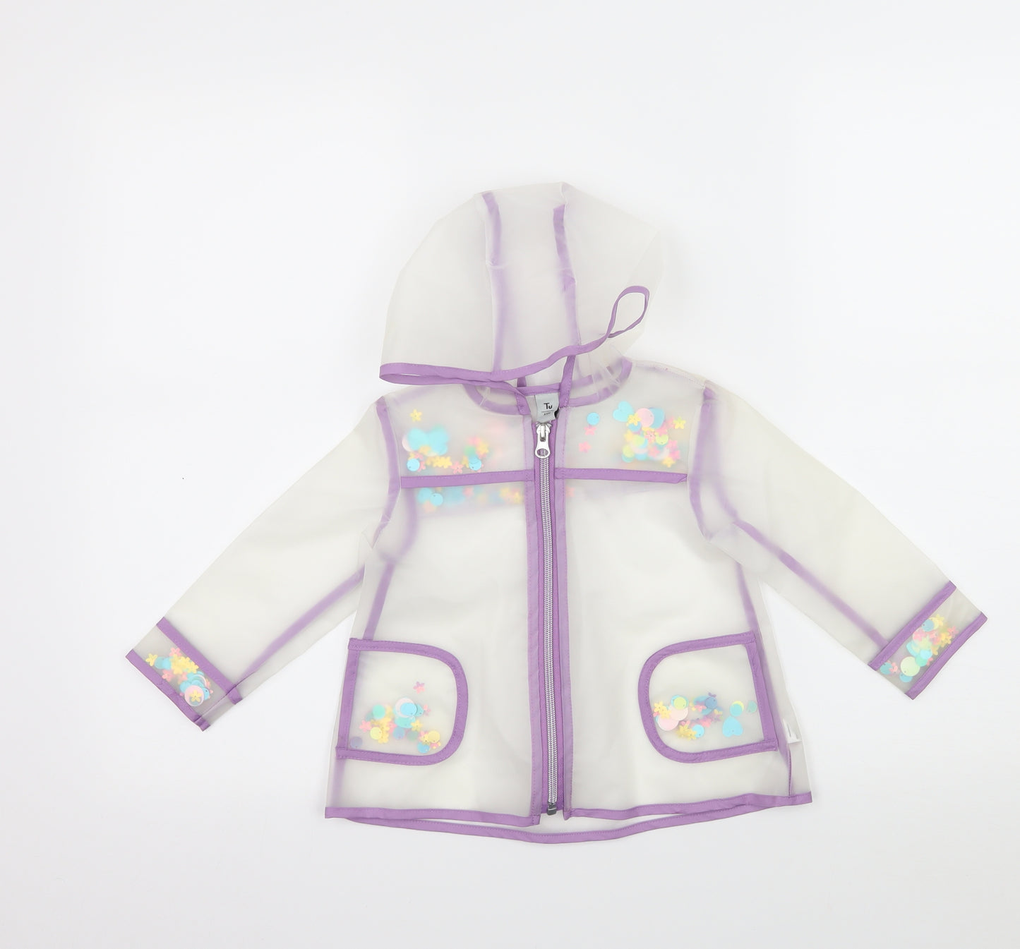TU Girls Clear Striped  Jacket  Size 9-12 Months
