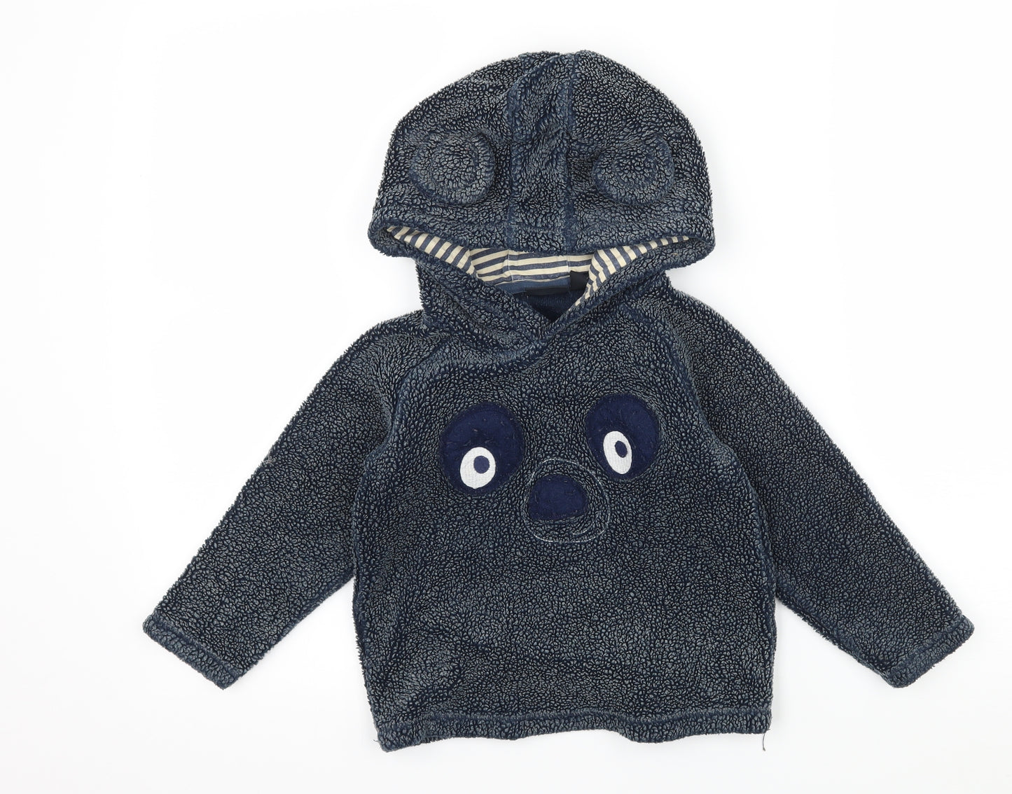 NEXT Boys Blue  Jersey Pullover Hoodie Size 3-4 Years  - Bear