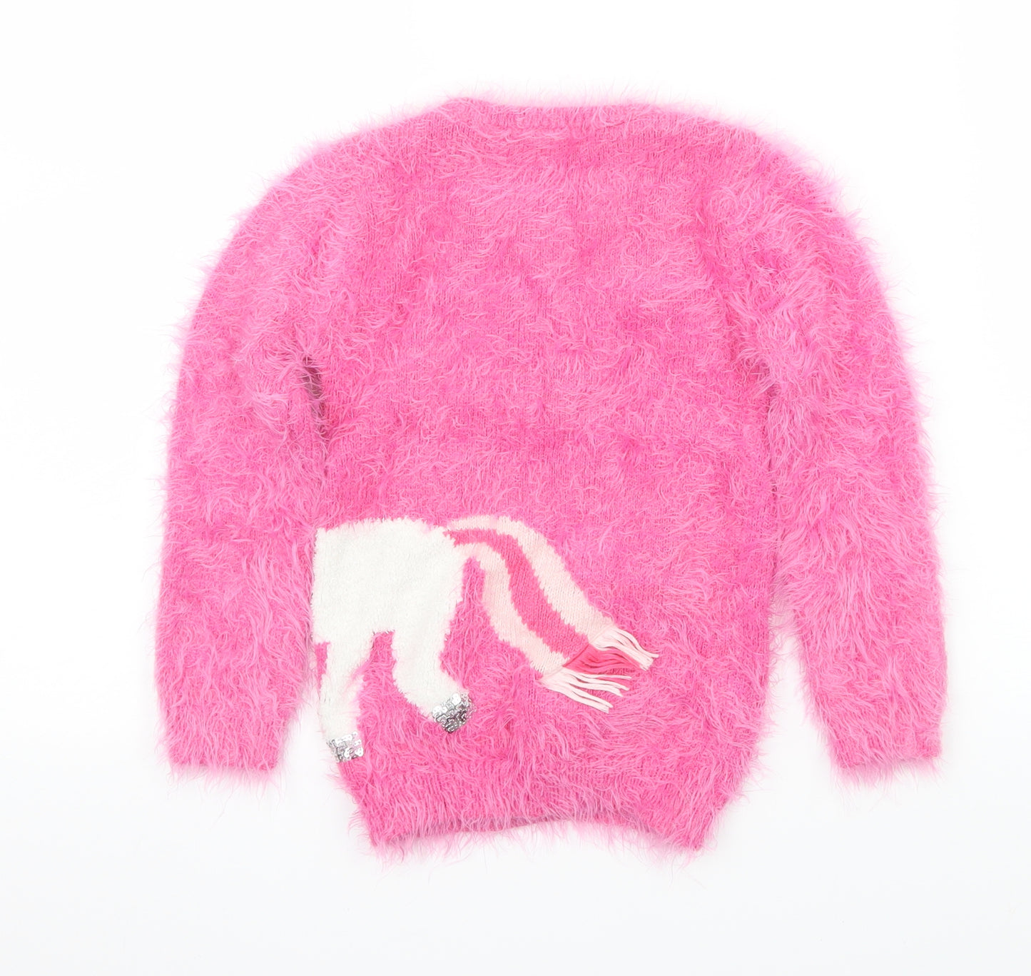 George Girls Pink  Knit Pullover Jumper Size 4-5 Years  - Unicorn