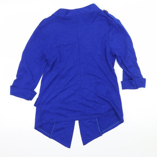 New Exper Womens Blue  Jersey Jacket Blazer Size S