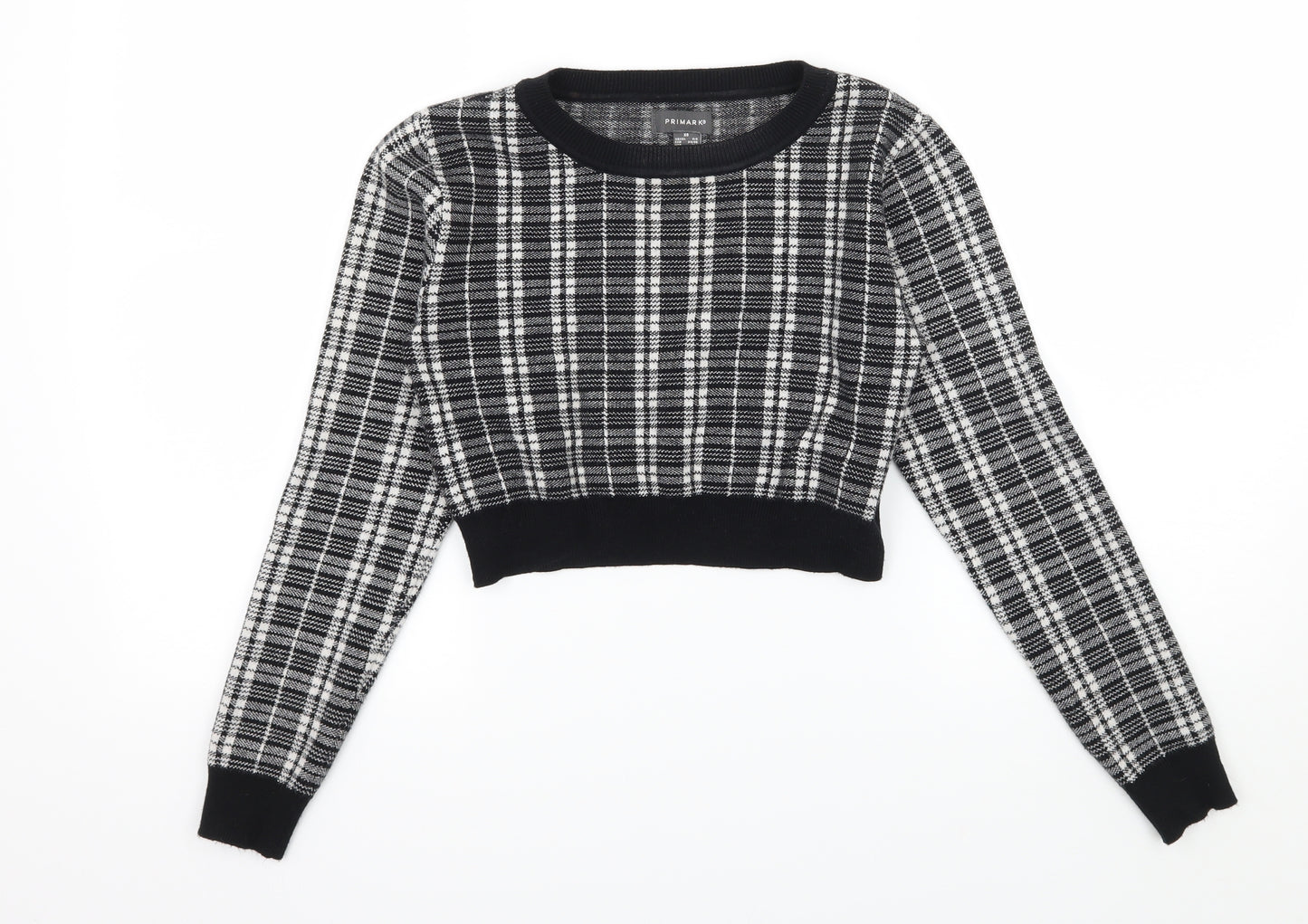 Primark Womens Black Plaid Knit Pullover Jumper Size 6