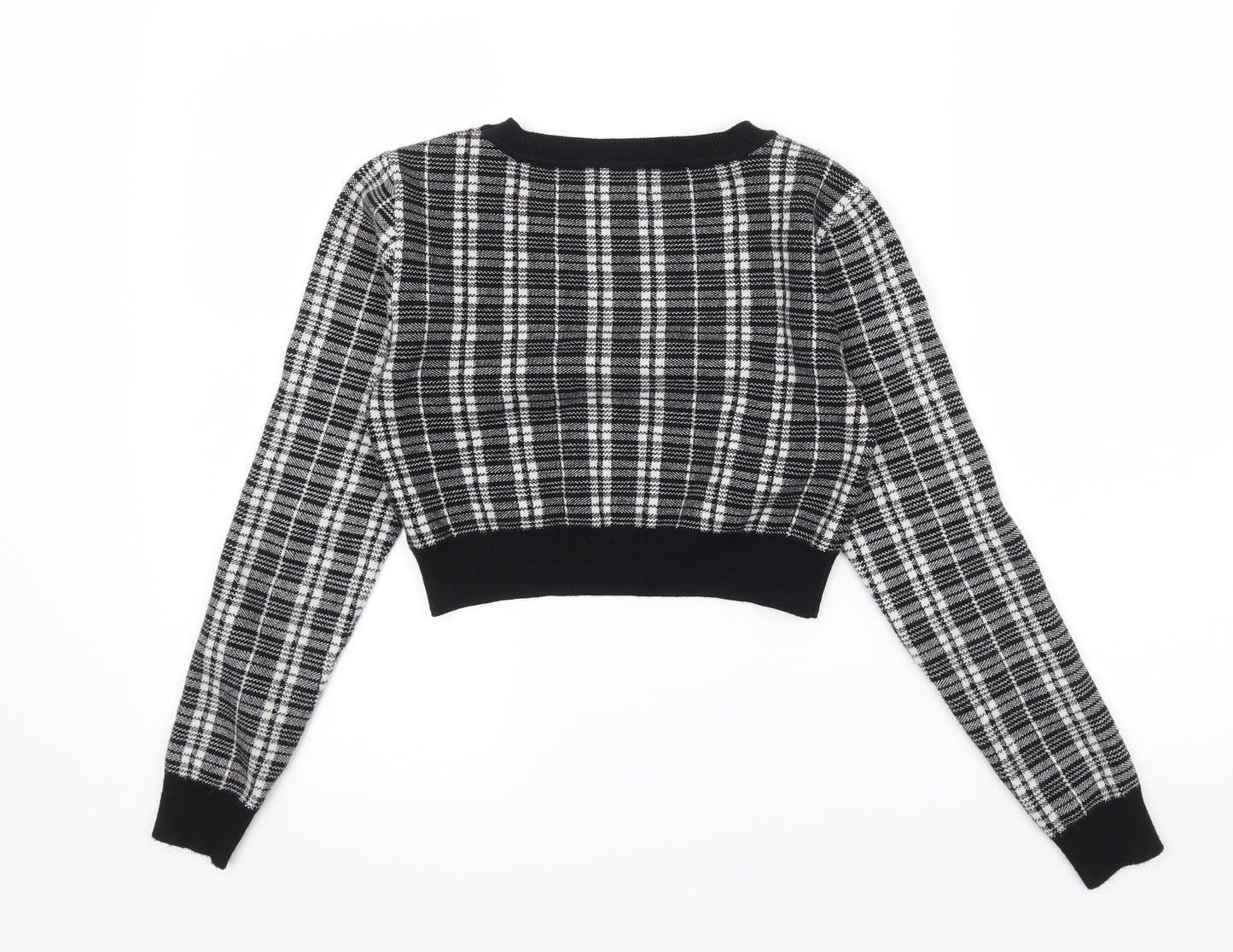 Primark Womens Black Plaid Knit Pullover Jumper Size 6