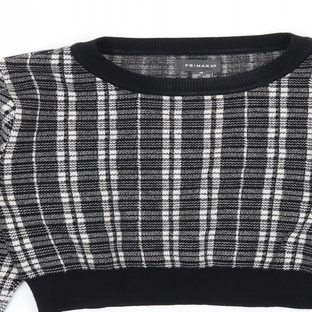 Primark Womens Black Plaid Knit Pullover Jumper Size 6