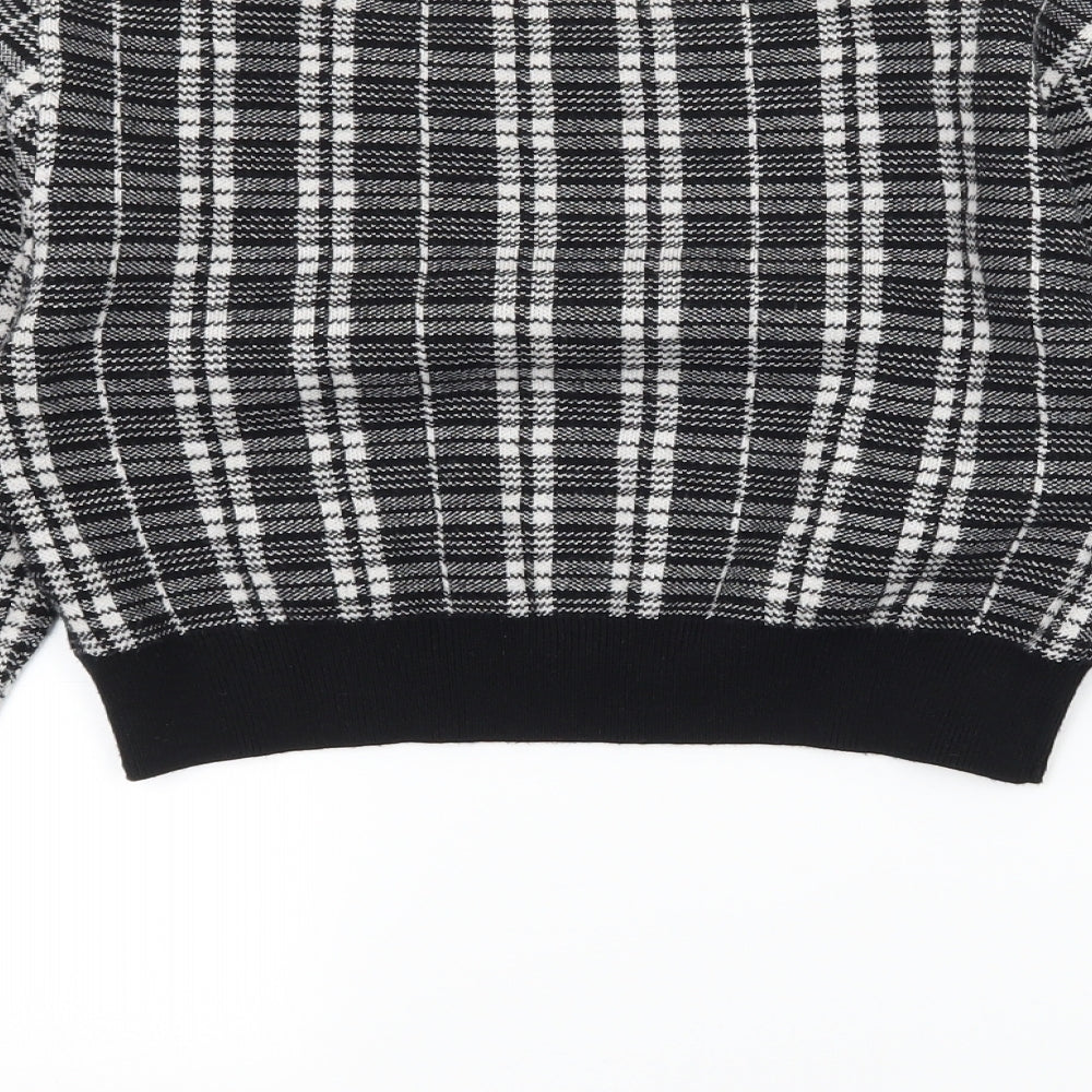 Primark Womens Black Plaid Knit Pullover Jumper Size 6