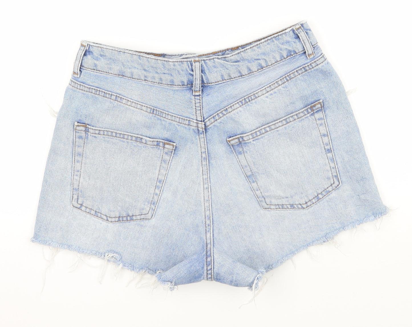 Topshop Womens Blue  Denim Hot Pants Shorts Size 8 - Distressed
