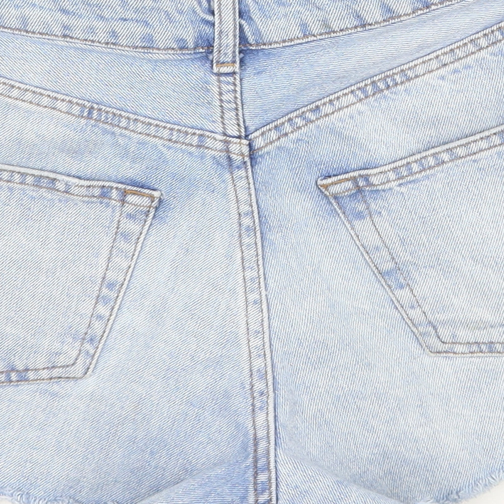 Topshop Womens Blue  Denim Hot Pants Shorts Size 8 - Distressed