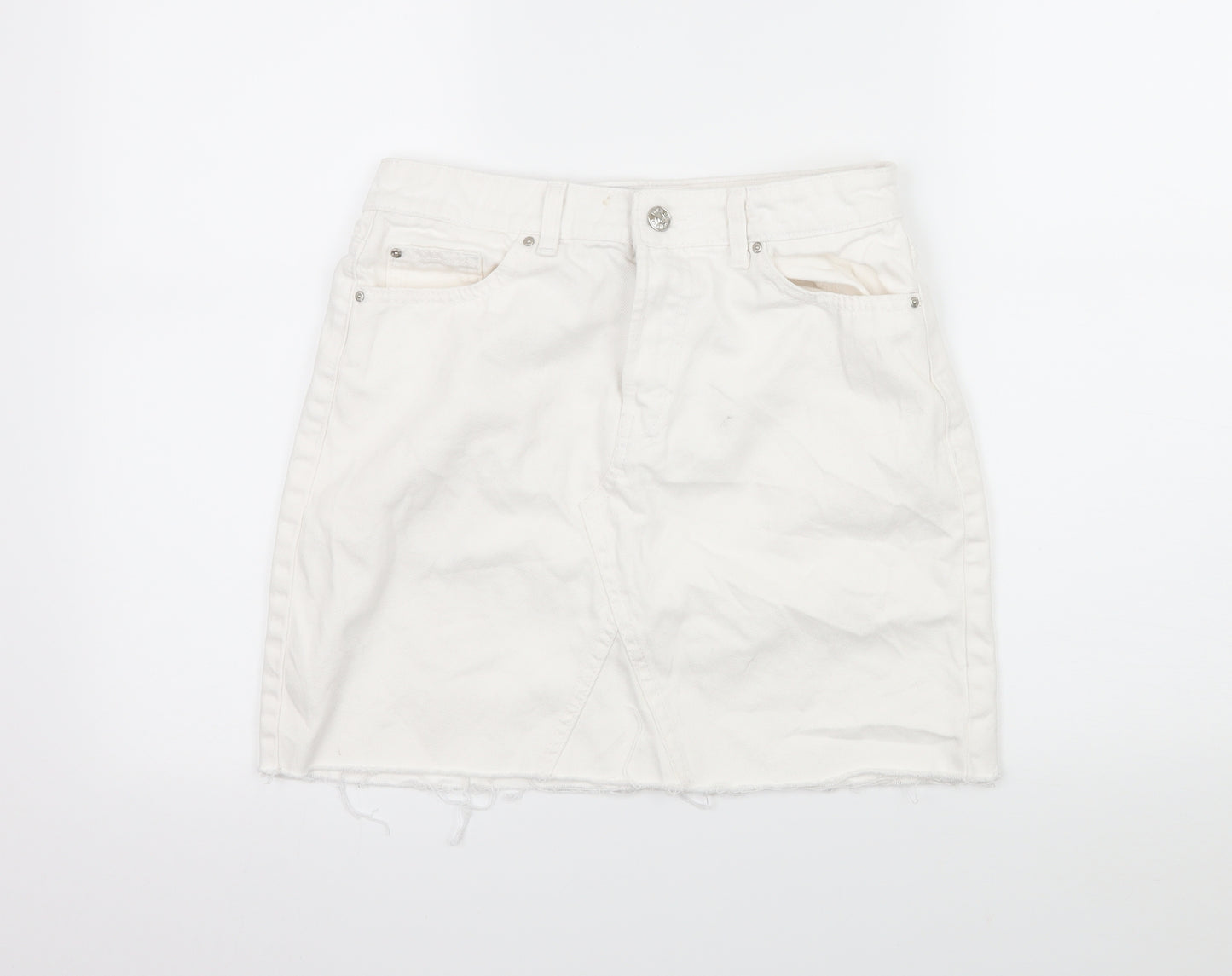 Denim & Co. Womens White  Denim A-Line Skirt Size 10