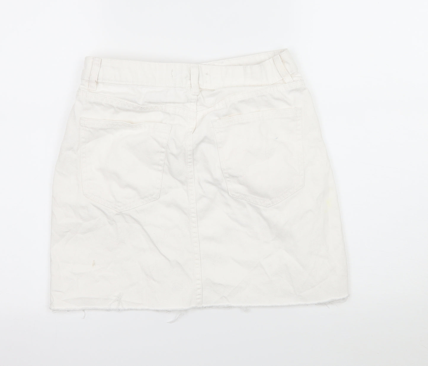 Denim & Co. Womens White  Denim A-Line Skirt Size 10