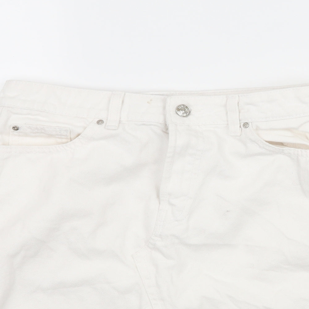 Denim & Co. Womens White  Denim A-Line Skirt Size 10