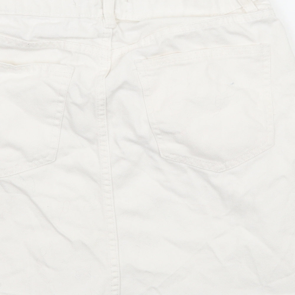 Denim & Co. Womens White  Denim A-Line Skirt Size 10