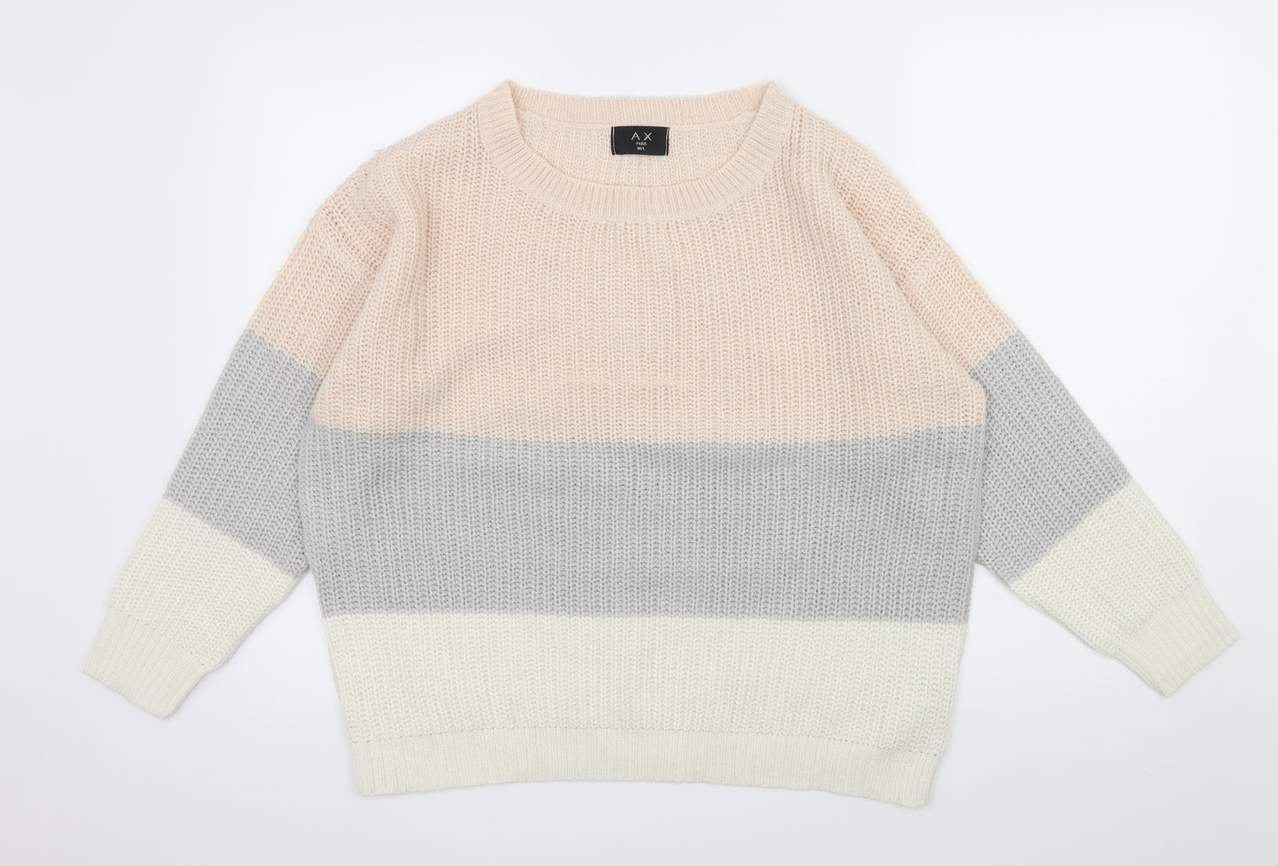 AX Paris Womens Multicoloured Striped Knit Pullover Jumper Size M