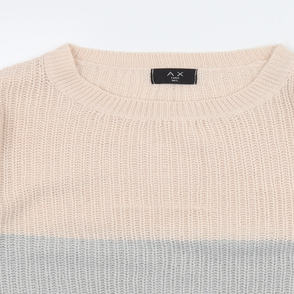 AX Paris Womens Multicoloured Striped Knit Pullover Jumper Size M