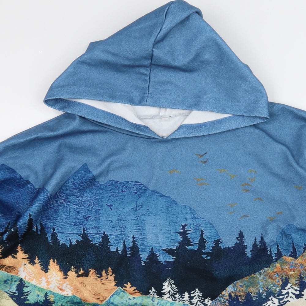 Preworn Womens Blue  Jersey Pullover Hoodie Size XL  - Landscape