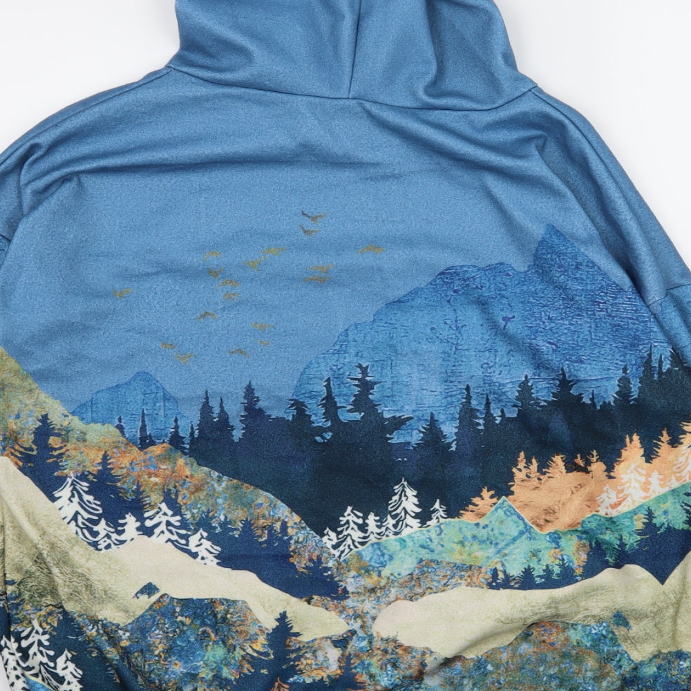 Preworn Womens Blue  Jersey Pullover Hoodie Size XL  - Landscape