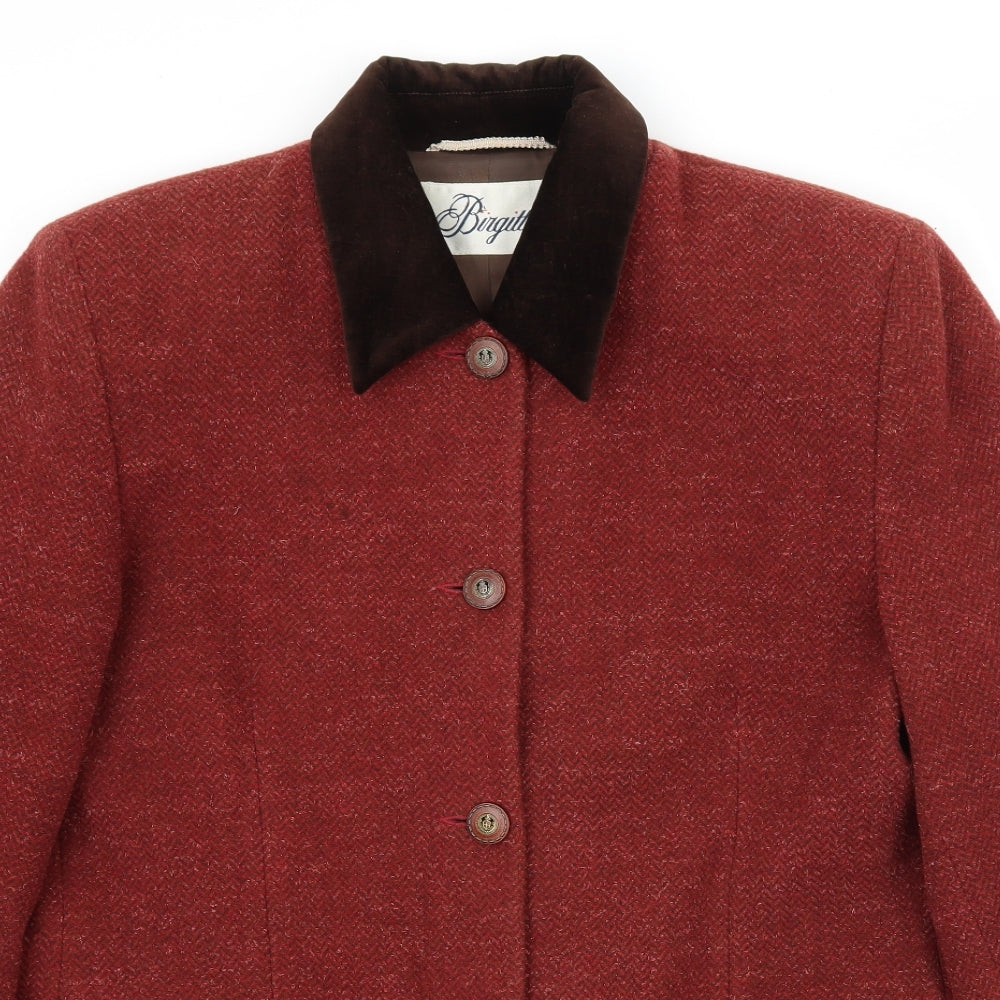 Birgitta Womens Red   Pea Coat Coat Size 12