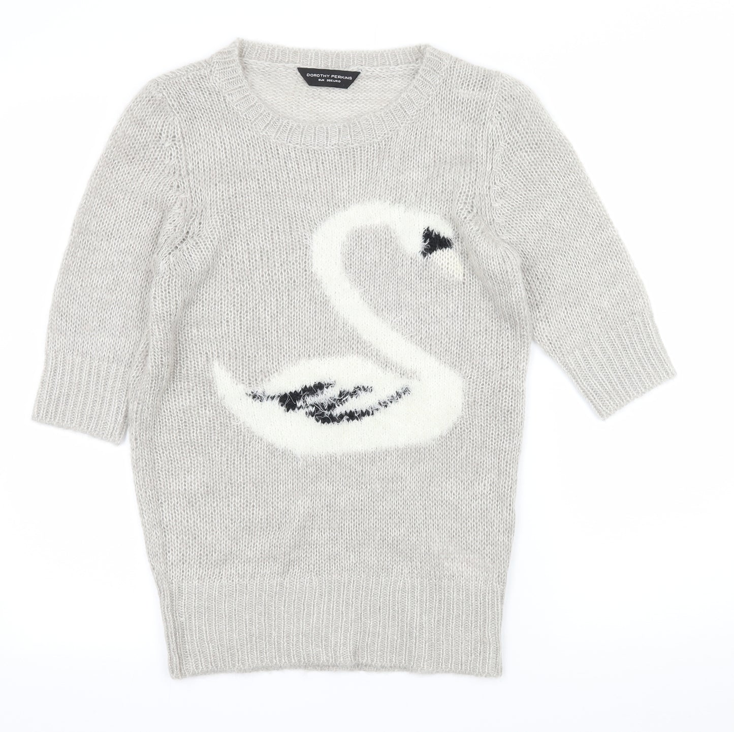 Dorothy Perkins Womens Grey  Knit Pullover Jumper Size 8  - Swan