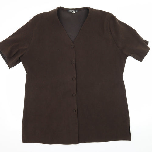 Xrose Womens Brown  Velour Basic Button-Up Size 18