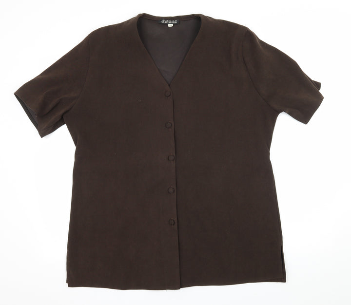 Xrose Womens Brown  Velour Basic Button-Up Size 18