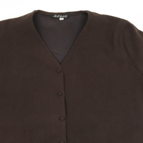 Xrose Womens Brown  Velour Basic Button-Up Size 18