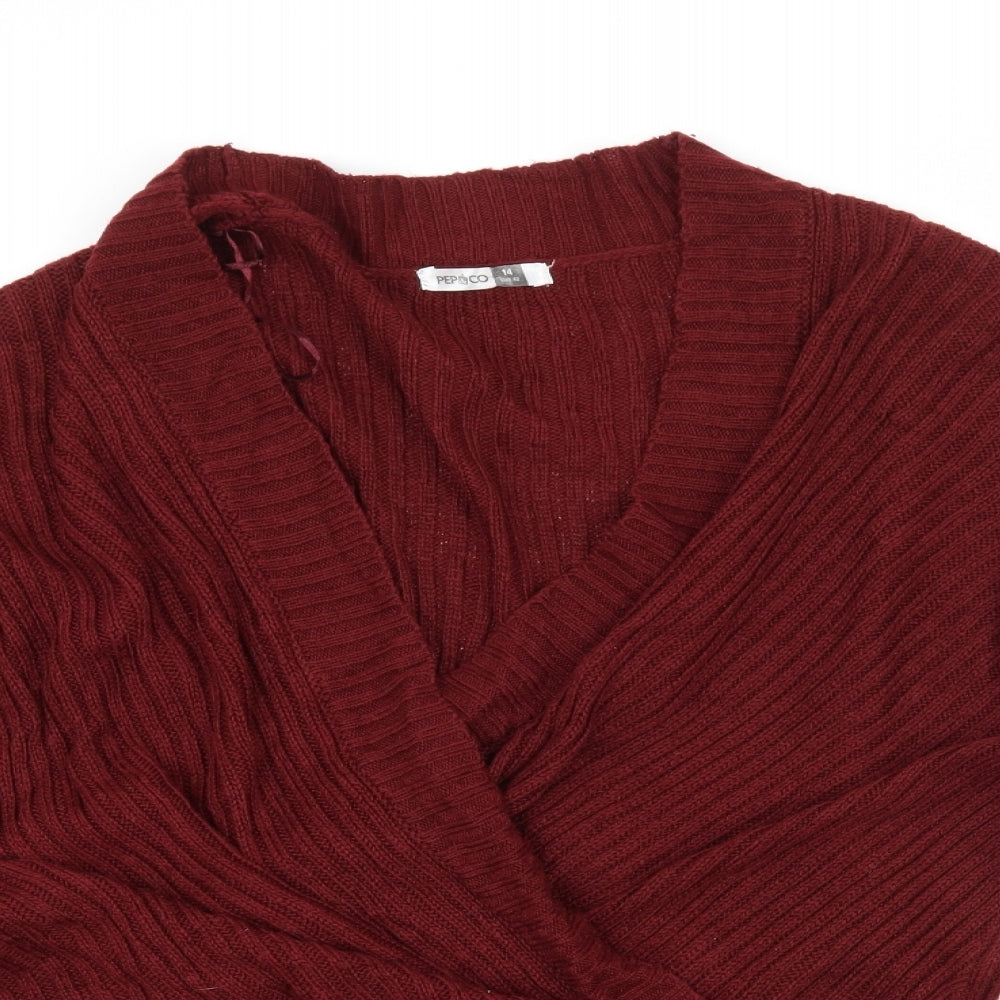 PEP & CO Womens Red  Knit Pullover Jumper Size 14