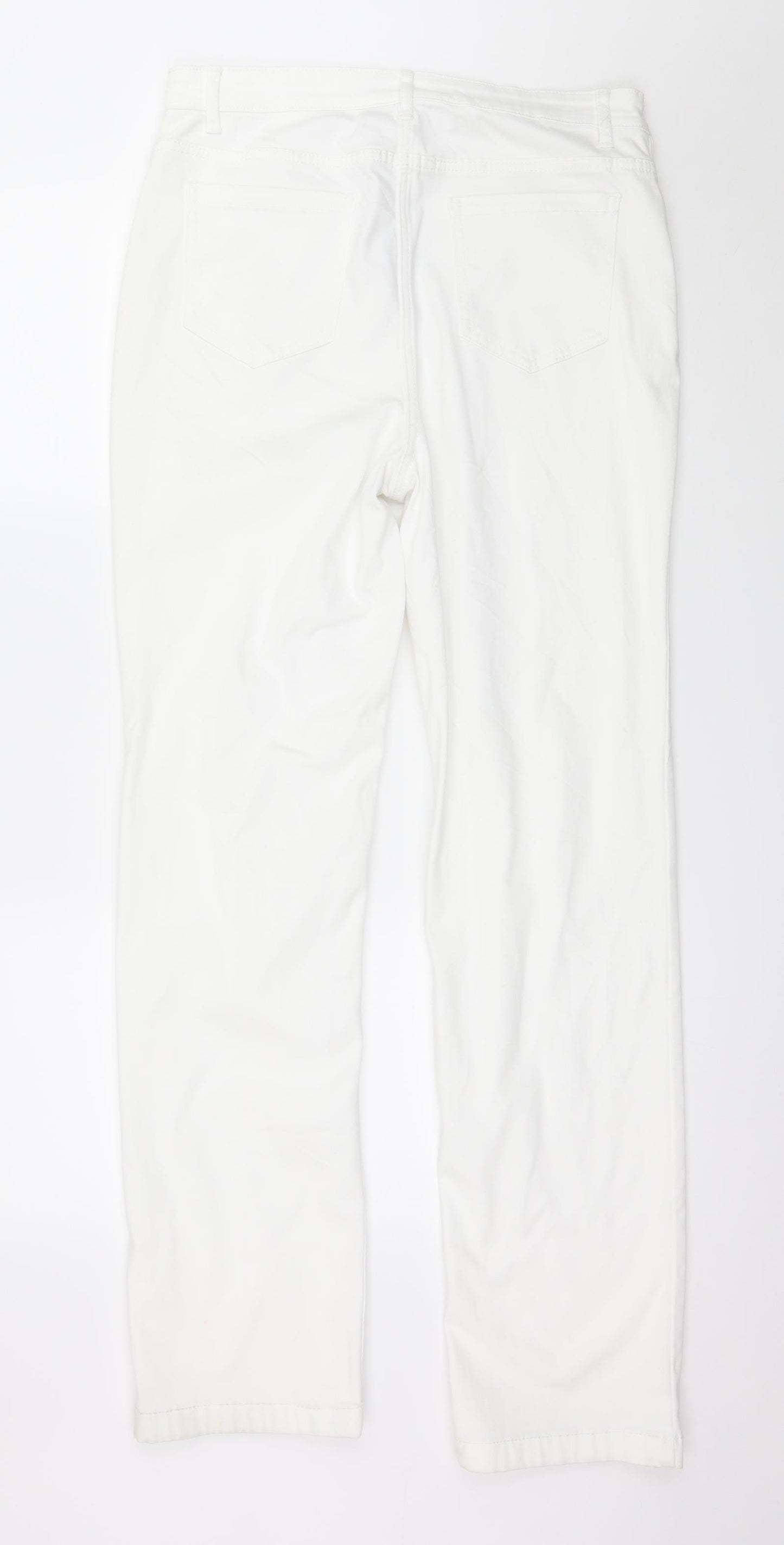 Marks and Spencer Womens White  Denim Straight Jeans Size 14 L32 in