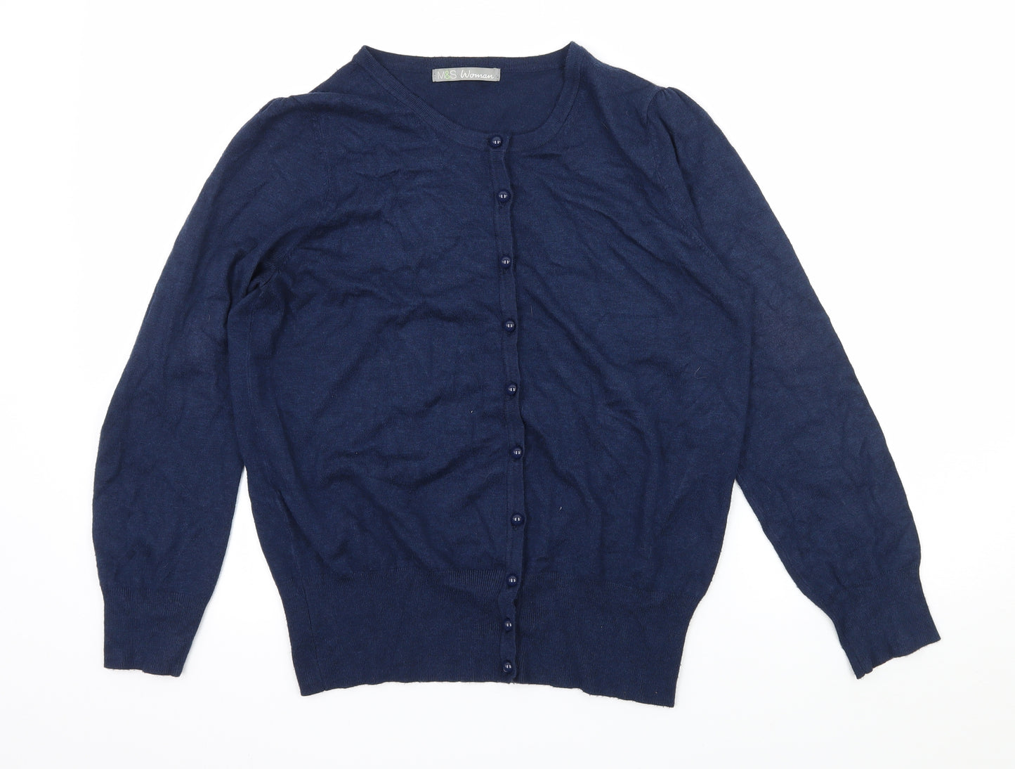 Marks and Spencer Womens Blue  Knit Cardigan Jumper Size 16