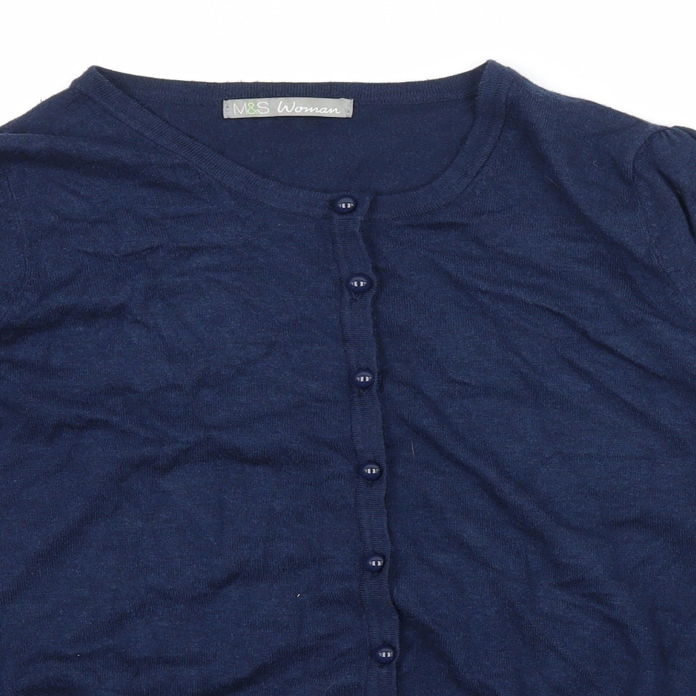 Marks and Spencer Womens Blue  Knit Cardigan Jumper Size 16