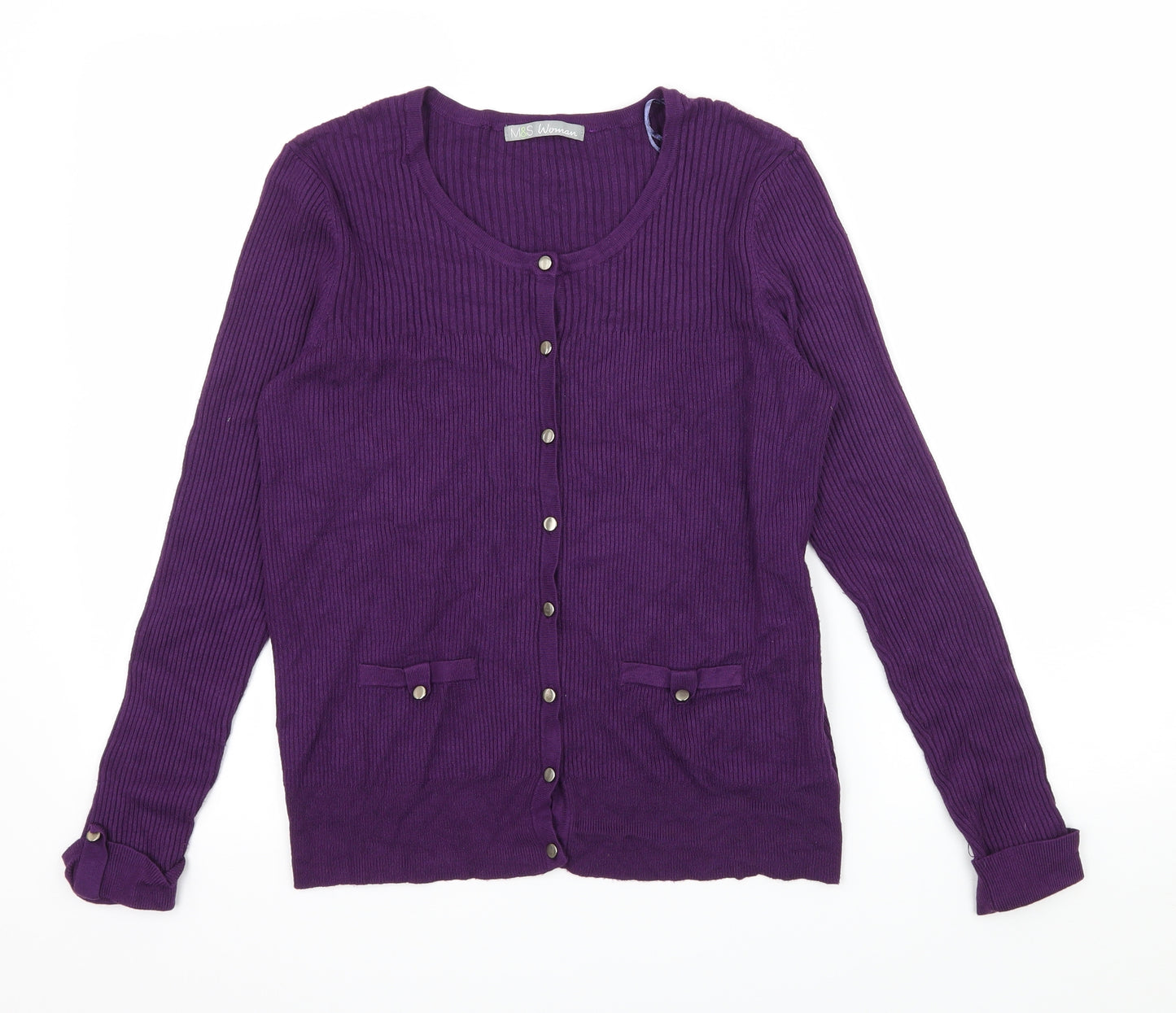 Marks and Spencer Womens Purple  Knit Cardigan Jumper Size 16